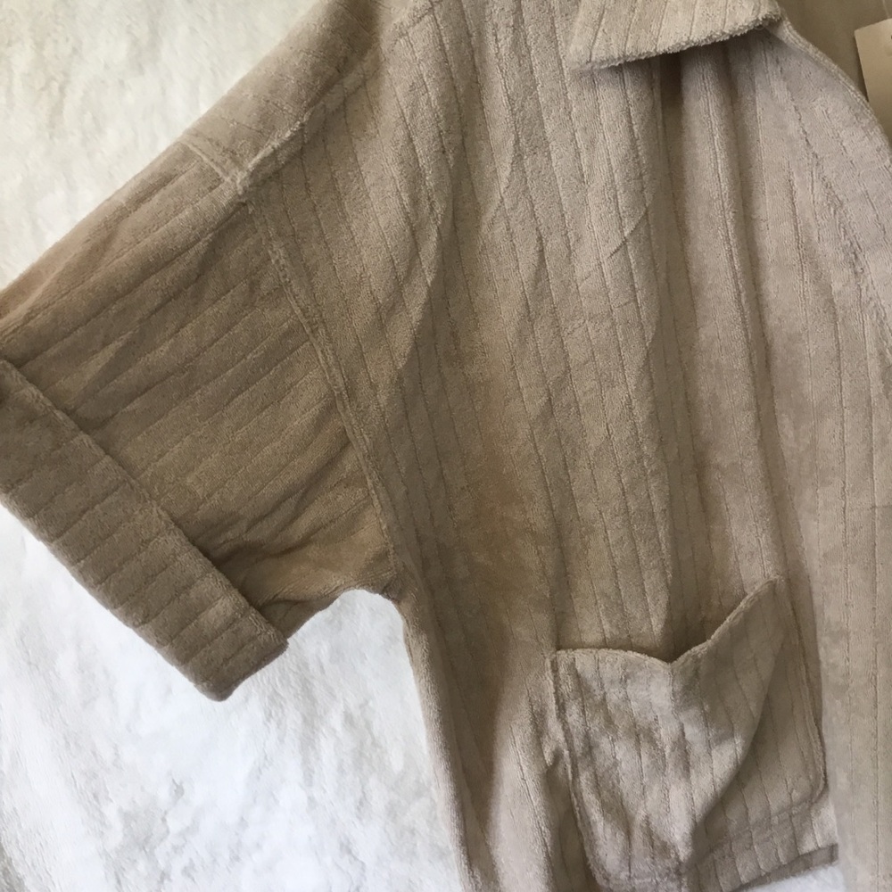 UpWest Beige Collared Half Button-Down Short-Sleeve Top - Picture 4 of 15